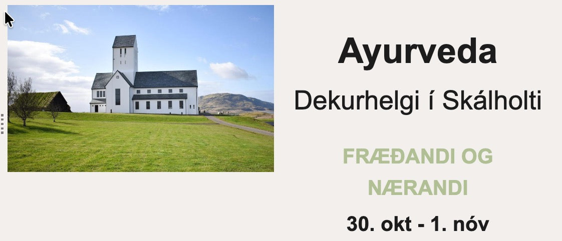 🪷 ⭐️ 🍃 Ayurveda DEKURHELGI FYRIR DÖMUR - Skálholti - 30. okt - 1. nóv 🪷 ⭐️ 🍃